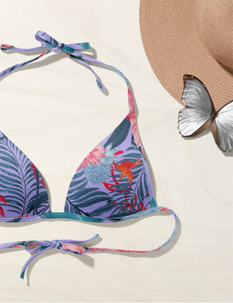 pattern blue jungle lilac background Eva Lo Coco bikini