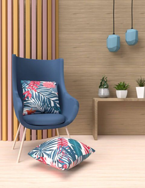 pattern blue jungle white background Eva Lo Coco sofa