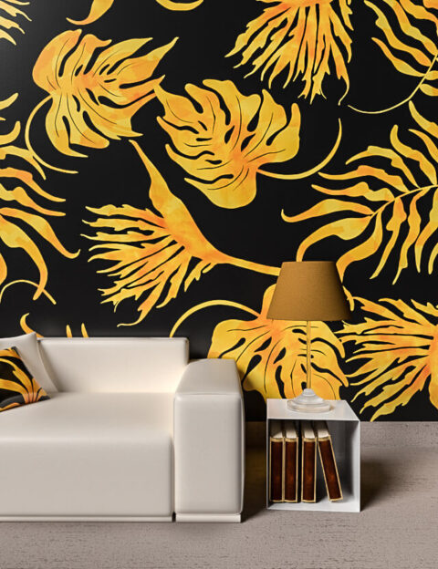 Pattern tropicale tropical elegance Eva Lo Coco yellow wallpaper