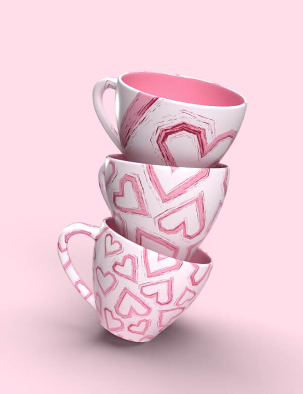 pattern san valentino hearts pink background eva lo coco cups