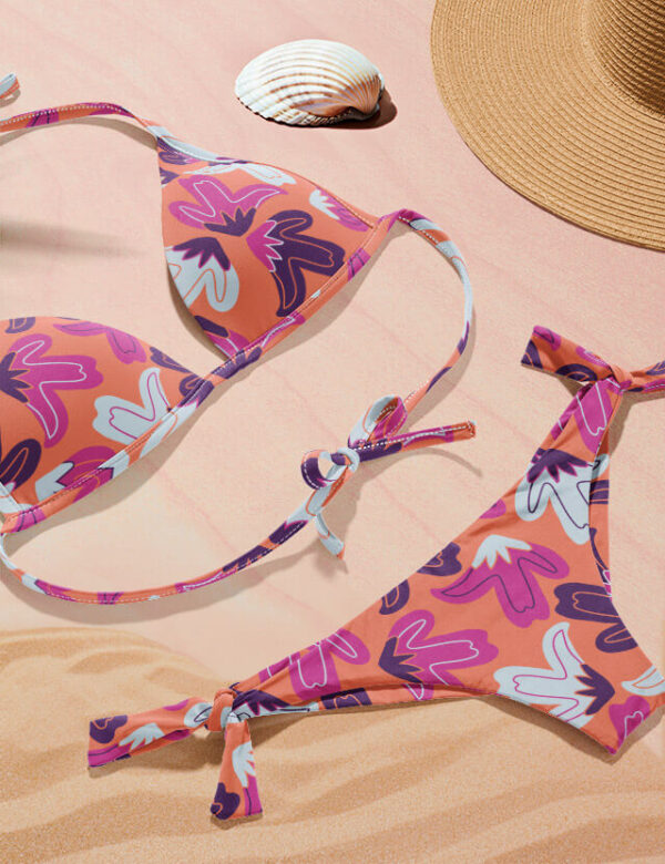 Pattern floreale vibrant spring Eva Lo Coco salmon bikini