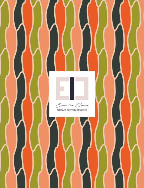 Pattern geometrico contrasti black orange green peach Eva Lo Coco little scale