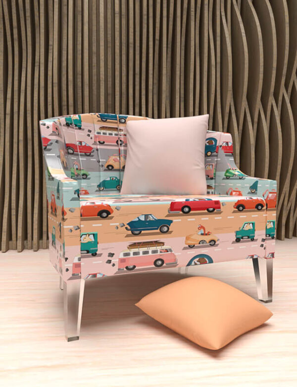 Pattern kids funny cars eva lo coco armchair