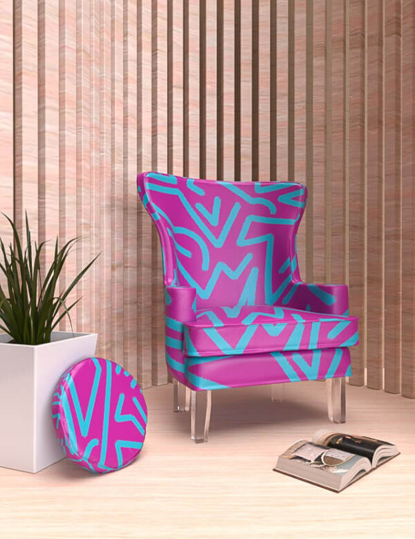 pattern astratto connections purple background eva lo coco armchair