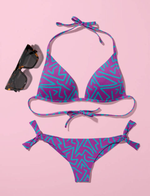 pattern astratto connections purple background eva lo coco bikini