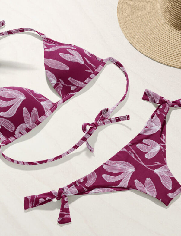 pattern floreale rain of flowers carmine red Eva Lo Coco bikini