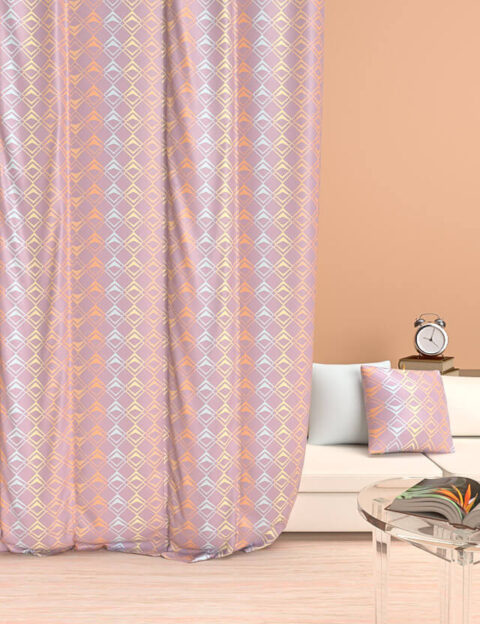 geometric pattern Rhombus Weave pink orange yellow light blue curtain eva lo coco