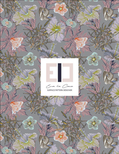 pattern Floral energy grey background elegant design eva lo coco little scale