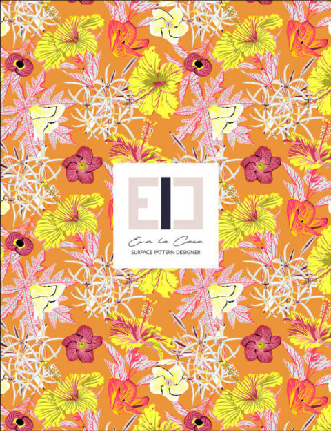 pattern Floral energy orange background elegant design eva lo coco little scale