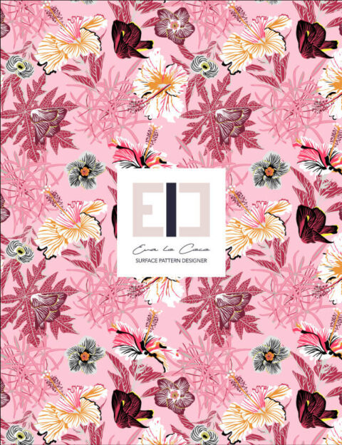 pattern Floral energy pink background elegant design eva lo coco little scale