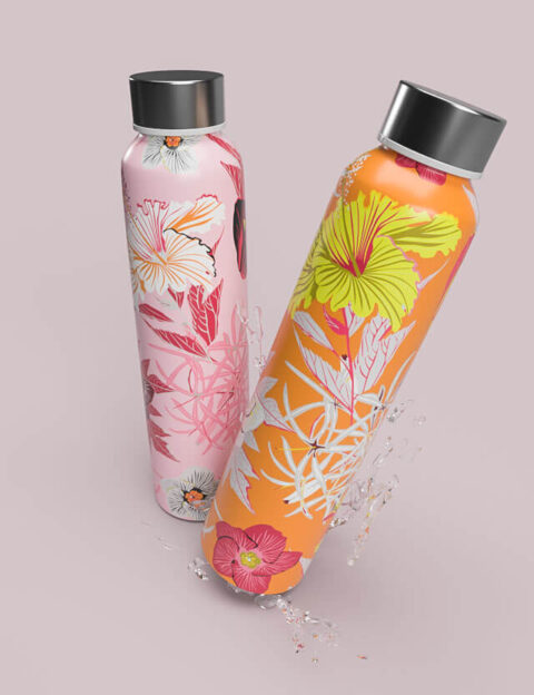 pattern floral energy pink orange background elegant design eva lo coco waterbottle