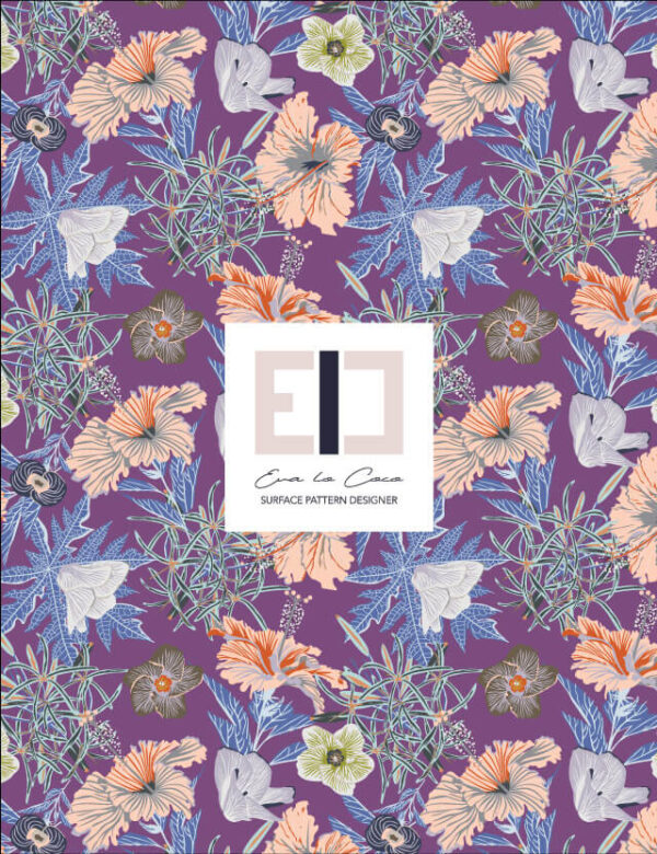 pattern floral energy violet background elegant design eva lo coco little scale