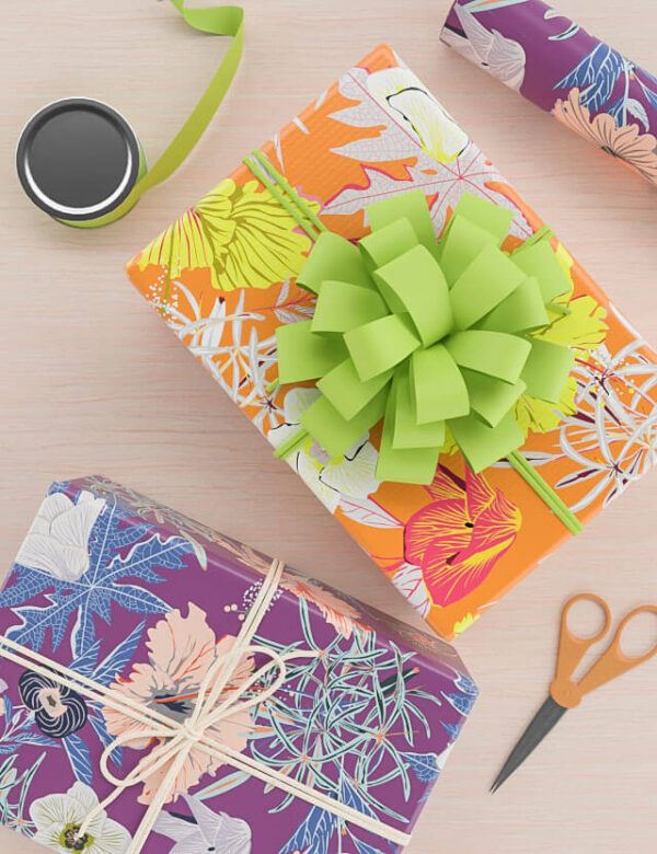 pattern floral energy violet orange background elegant design eva lo coco wrapping paper